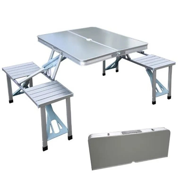 Folding Adjustable Aluminum Alloy Lightweight Outdoor Portable Picnic Camping Chair And Table Set With 4 Seats