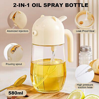 580ml Dual-Function Oil Dispenser Jug – 2-Way Pour or Spray Bottle for Cooking, Frying & Salad Dressing