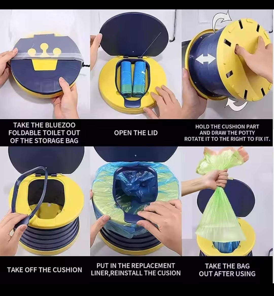 New 2-in-1 Children's Folding Toilet Portable Children's Travel Toilet Car Baby Toilet Potty Training Seat Suitable for Camping