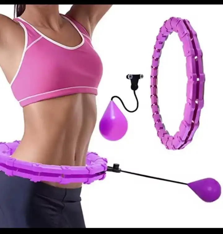 TikTok sensation New Hulla Hoop for Adults Weight Loss, Circle Weighted Hula Hoops 2 in 1 Abdomen Fitness Hula Hoops, 24 Detachable Knots Hula Hoops with Automatic Rotation