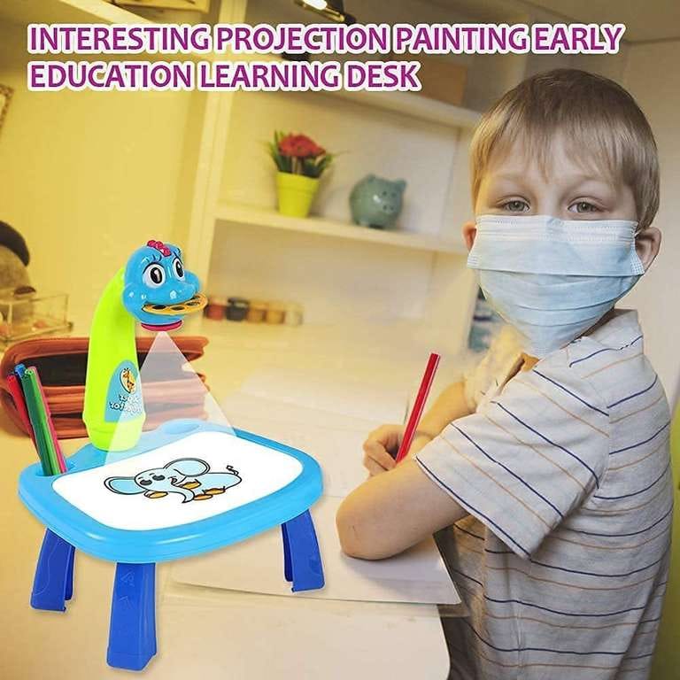 Projector Painting Set for Kids,Children Projection Drawing Board, Child Learning Desk with Smart Projector for Toddlers, Early Education Toys Drawing Board for 3+