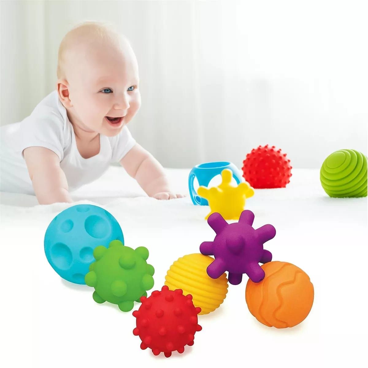 Colorful & Bright Child Touch Hand Ball Toy Infant Sensory Balls Massage Soft Ball, 6-12 Months Baby Learning Grasping Soft Sensory Toys For Kids Gift