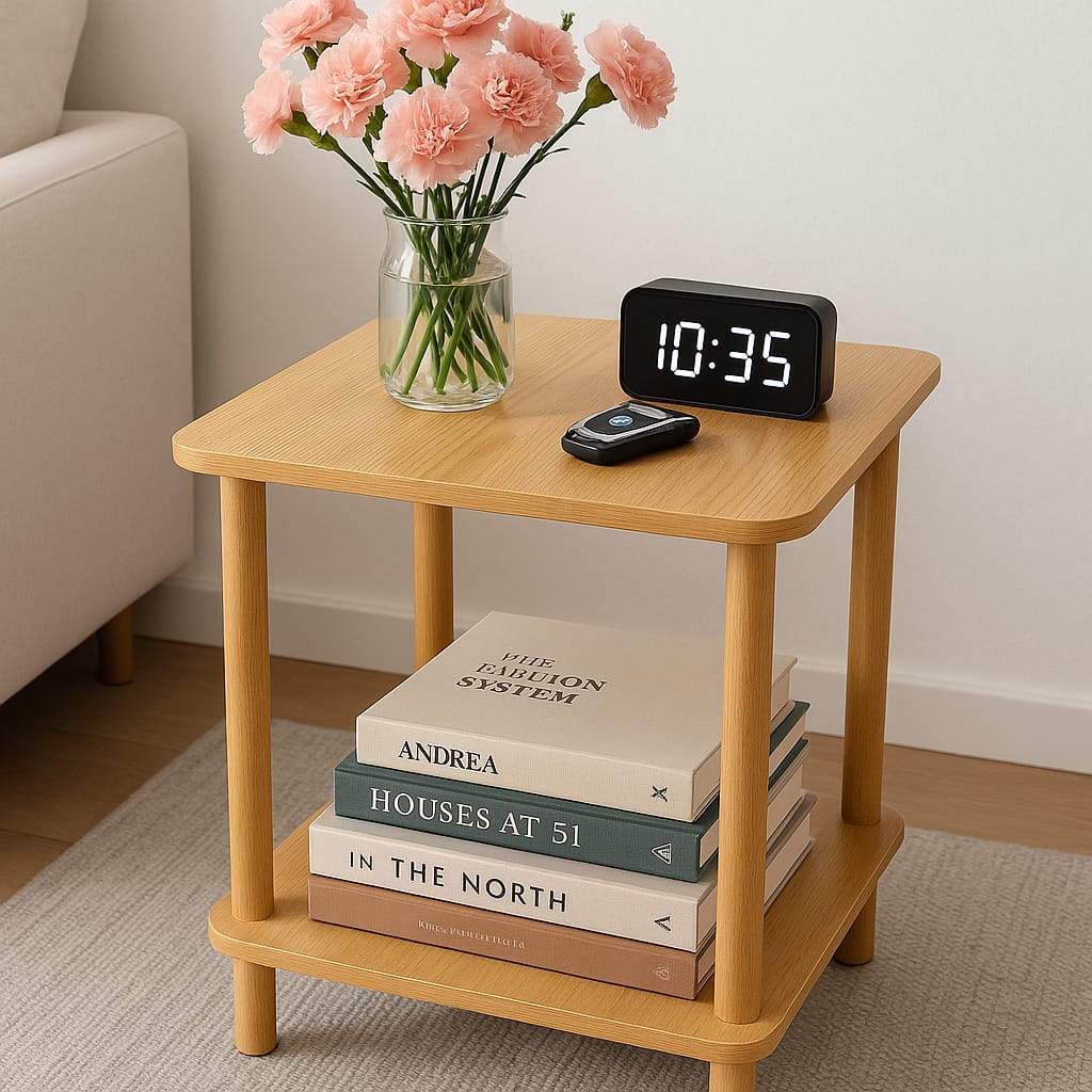 Multifunctional bedside table 
Living room side table.


Material: wooden 

Comes dismantled

Suitable as bedside or living room side table 

Colors : white 🤍, Marble 🤍 and brown 🟤