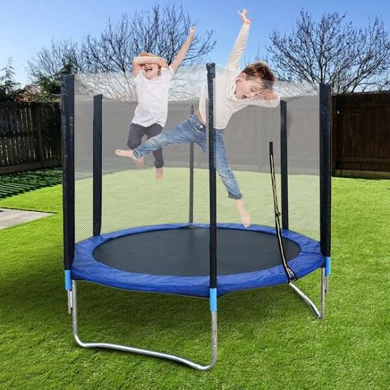 6 FT Kids Trampoline with Enclosure Net Jumping Mat and Spring Cover Padding Trampoline Jump Indoor Outdoor Trampoline for Family School Entertainment | With Protection Net
