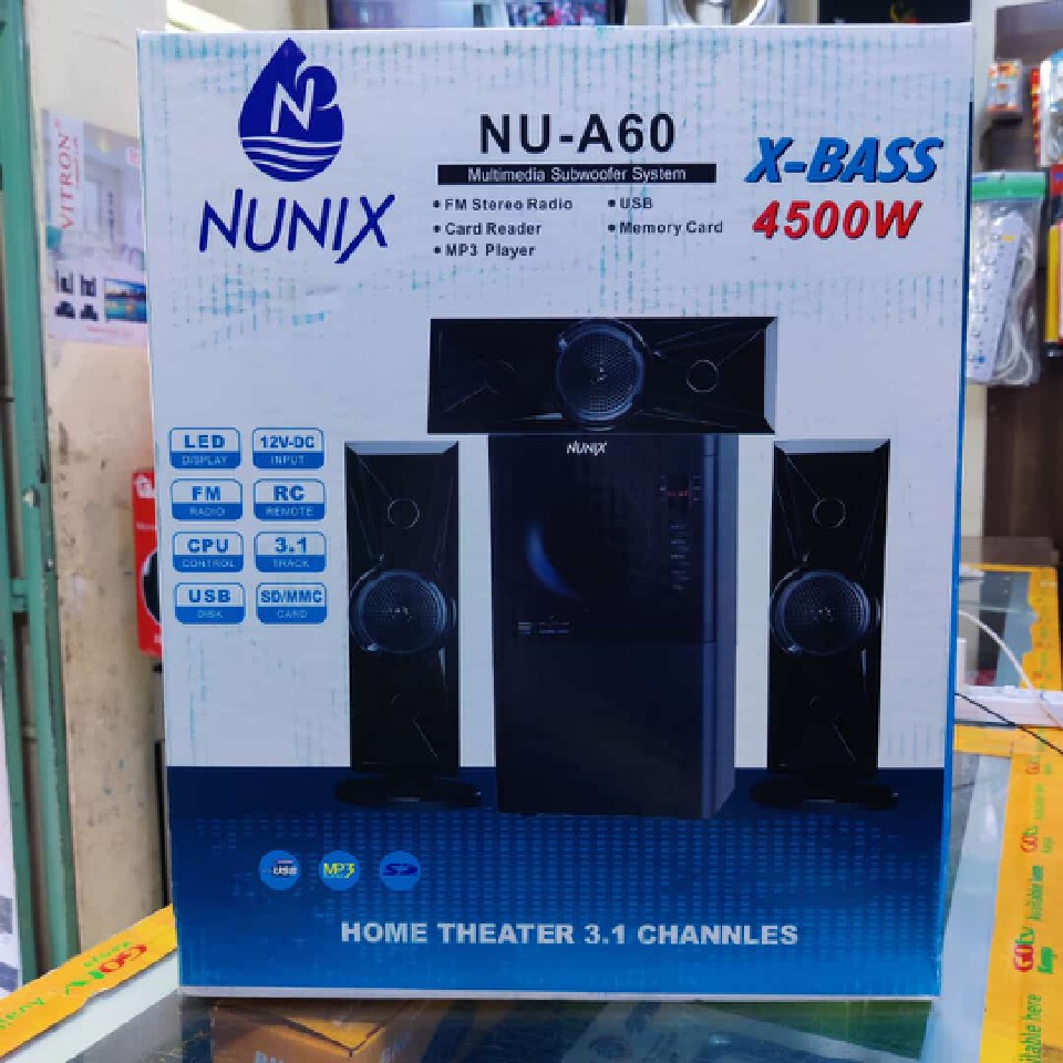 Nunix 3.1 Channel Multimedia Subwoofer Speaker System Mini Home Theater NU-A60 4500W PMPO Bluetooth Woofer