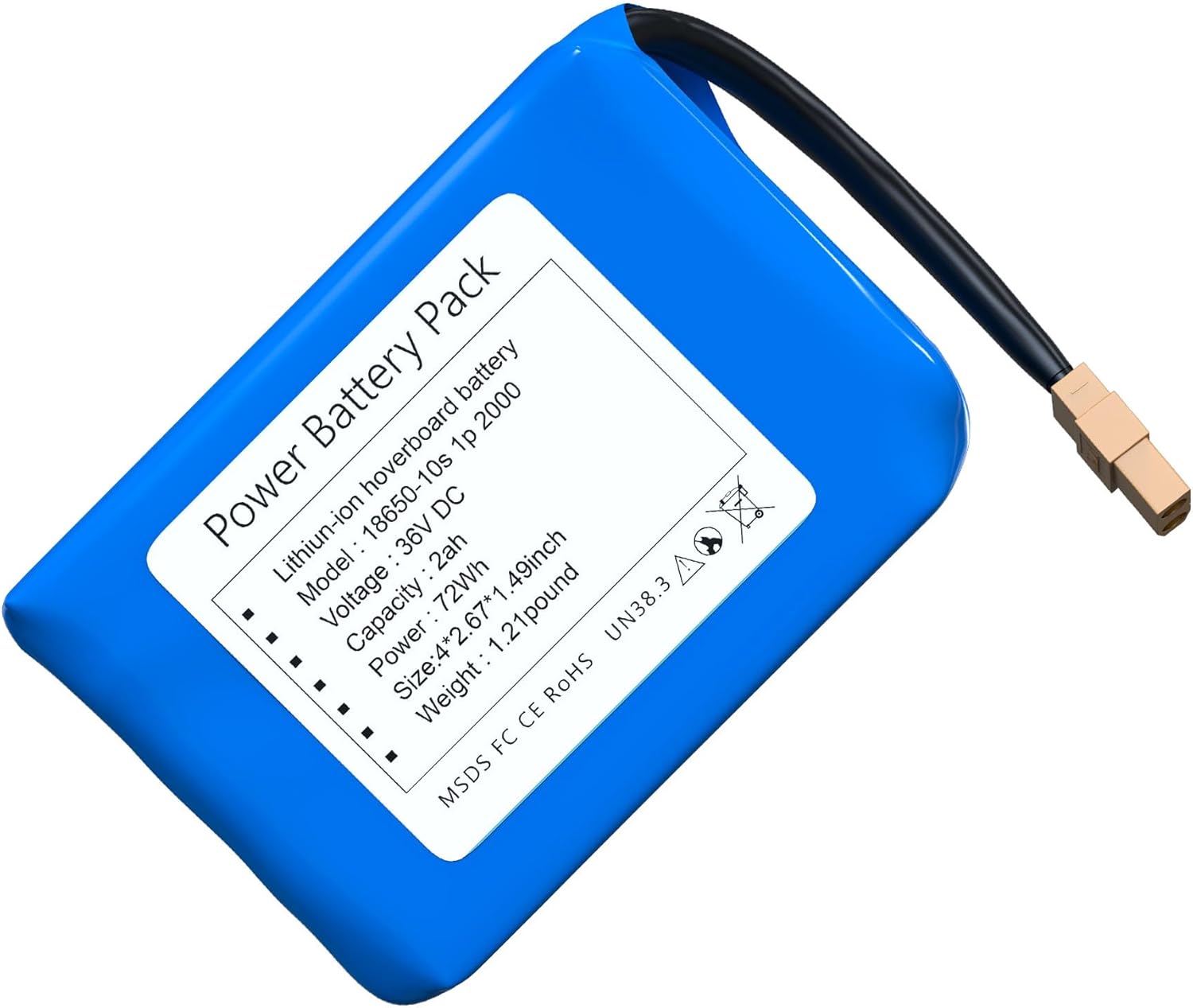 Hoverboard Battery 36V Lithium Rechargeable Battery Designed for universal compatibility with most standard 2-wheel self-balancing scooters, this battery delivers stable energy, long riding time