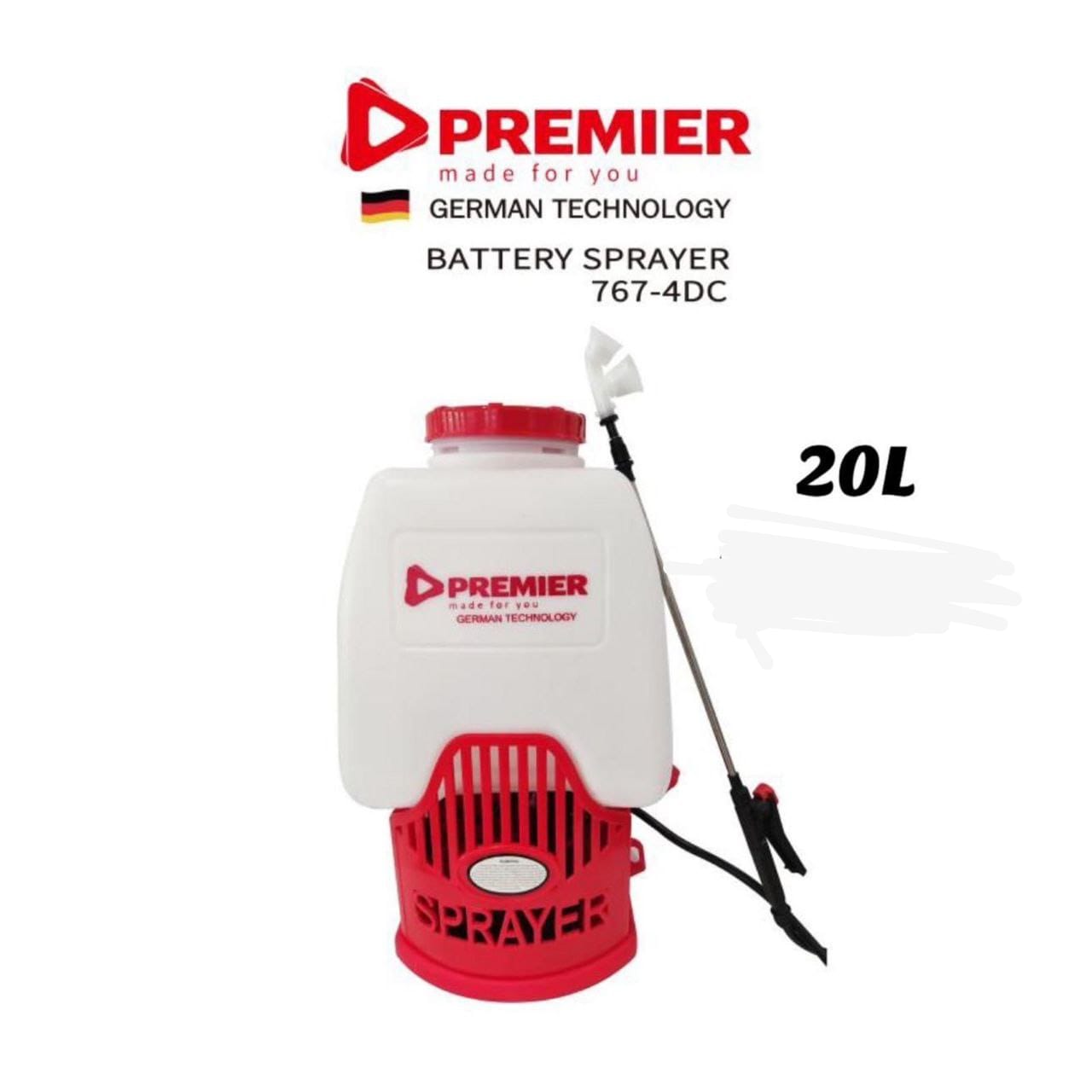 Premier 20L Heavy-Duty Rechargeable Knapsack Battery Sprayer – Model 767-4DC | German Technology | High-Pressure Agricultural Spray Pump for Herbicides, Pesticides, Watering, & Disinfectants