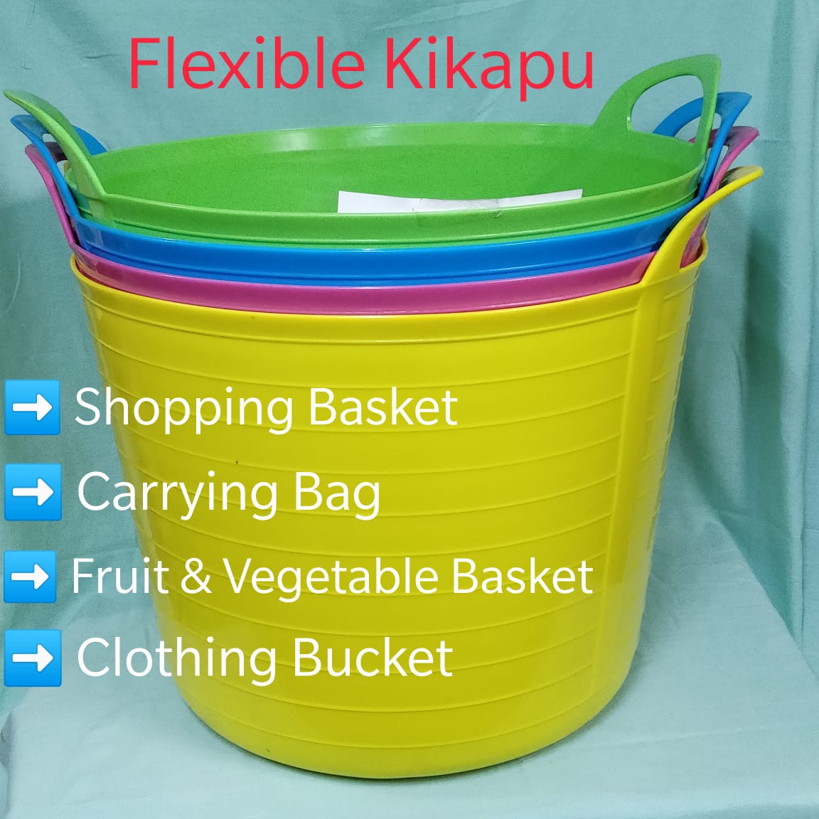 30ltrs Acme Flexible Kikapu for Shopping and multipurpose Carrying Bag 
Fruits & Vegetables Basket
Clothing Basket Random colours