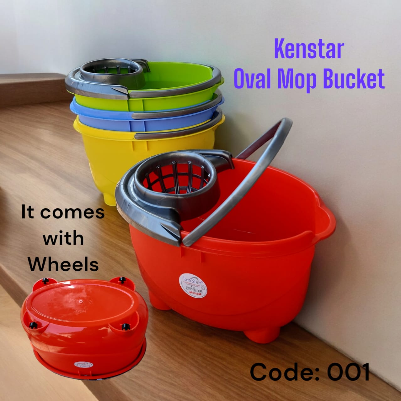 Ken star Oval Mop Bucket with Ergonomic Handle - Practical Household Aid for Cleaning Windows and Floors