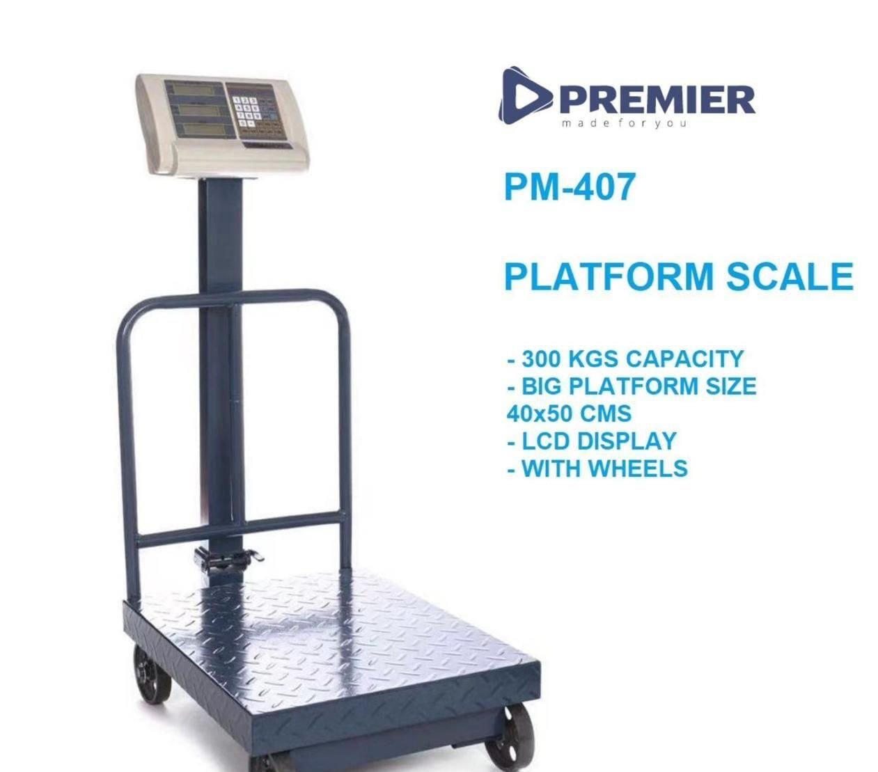 Premier Comercial portable rechargeable platform electric digital scale up to 400kgs...High accurate and sensors,with wheels,capacity to store up to 7 unit prices ,weight,unit price,total price