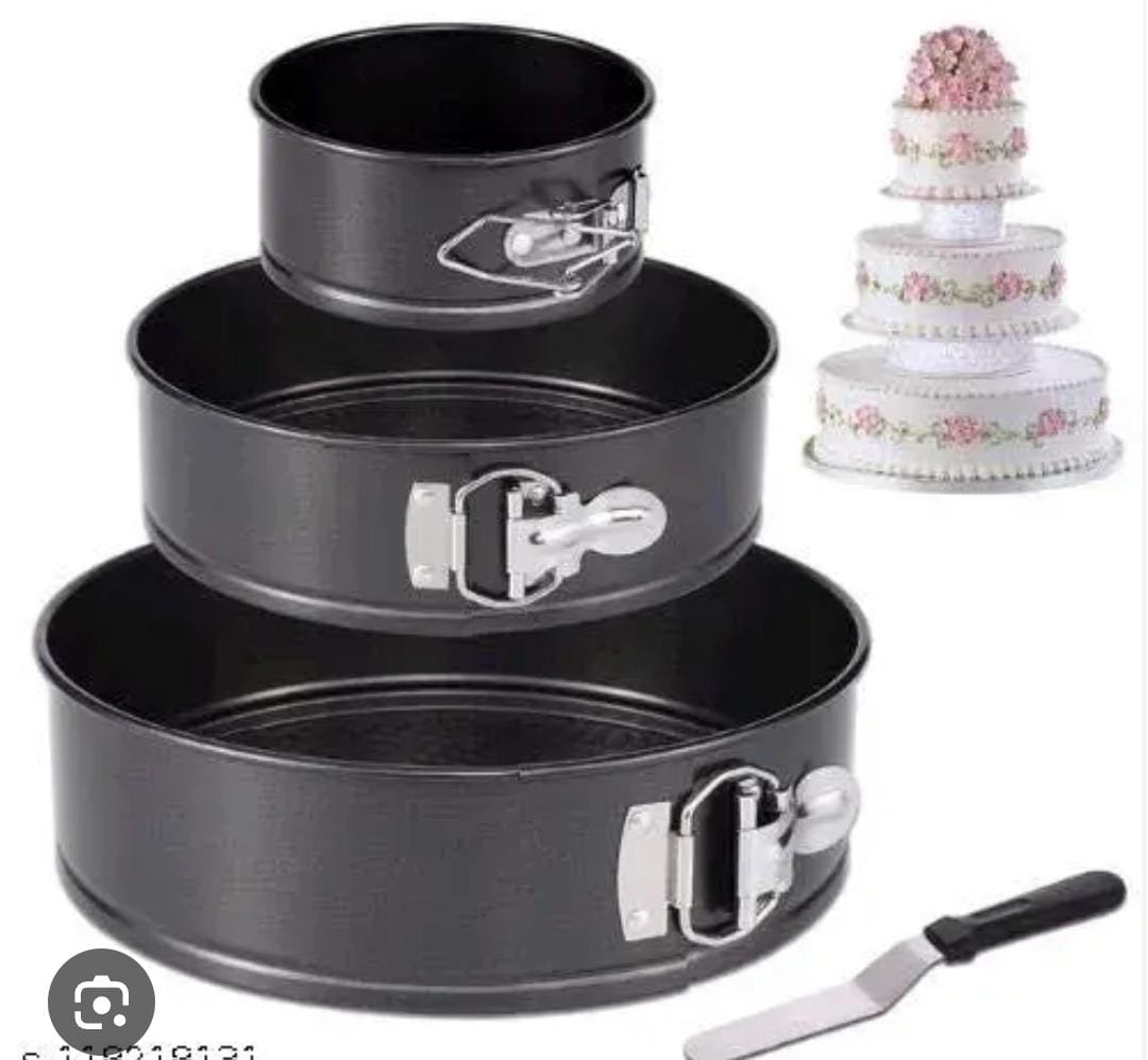 High quality nonstick mixed shape 3pcs cake Mould/baking tins now available Consist of round shape Size 18cm/20cm/22cm
