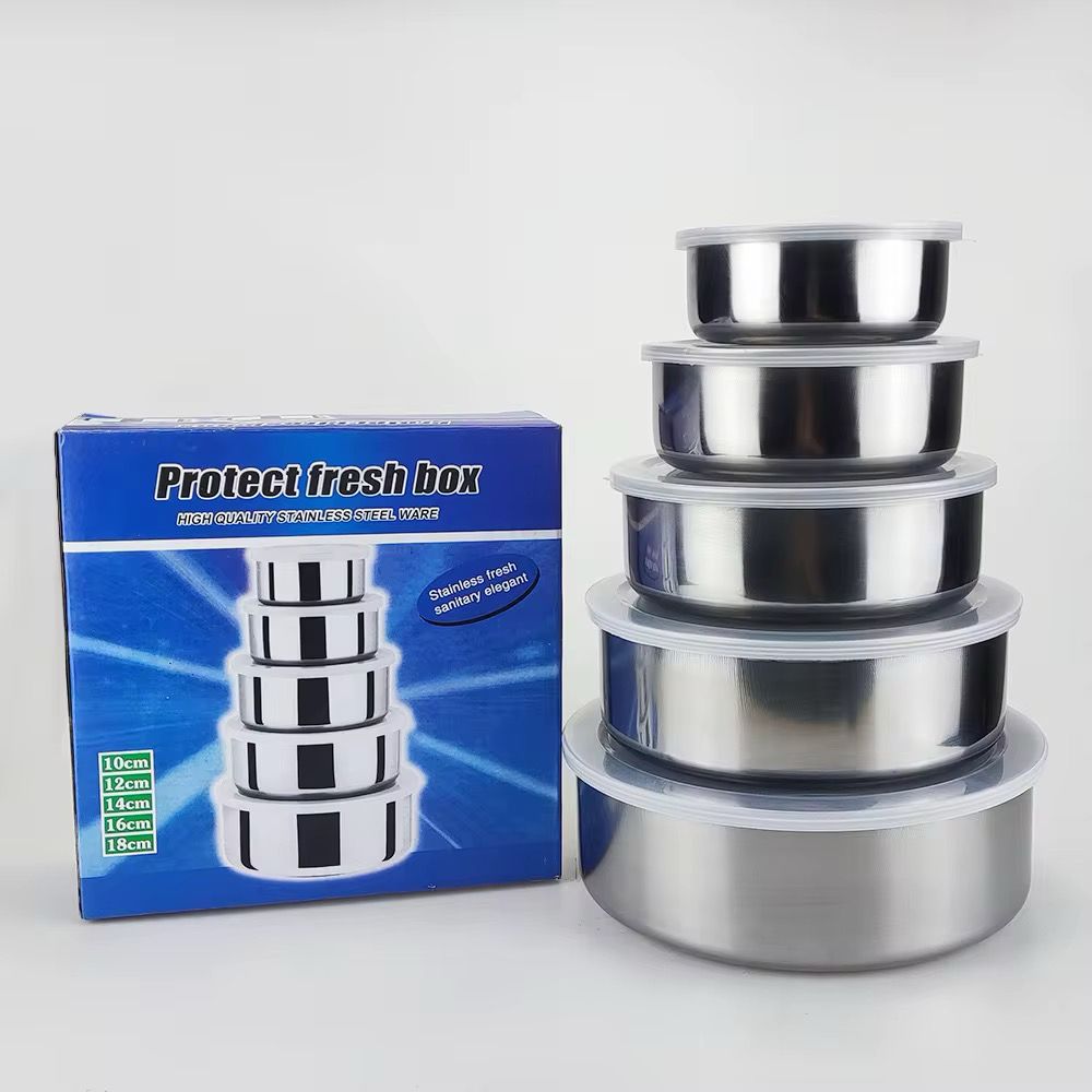 5pcs Modern Stainless Steel Fresh Box Containers
Food storage containers
▫Heatable Plastic Lid
▫Size: 10cm,12cm,14cm,16cm,18cm