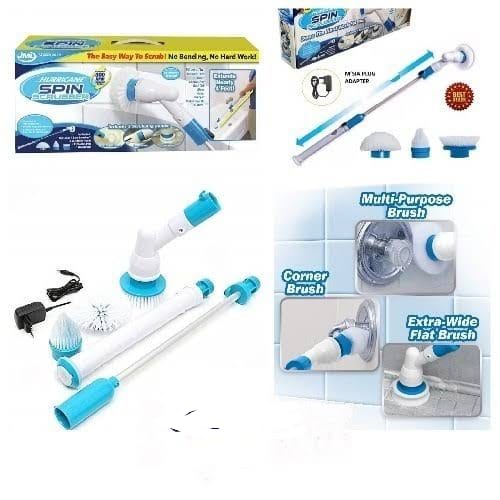 Hurricane Electric Spin scrubber ➡Has 3 replacement cleaning head brush for tub, tiles,floor etc
➡Portable rechargeable cordless with automatic rotation
➡Extends upto 44 inches
➡Single charge lasts up