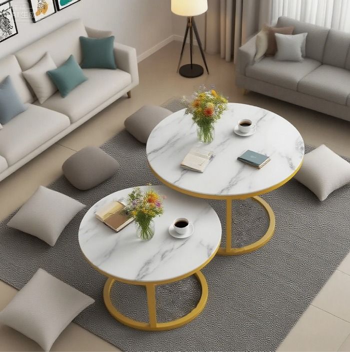 Nesting Bree Nordic luxury coffee table 2 in 1 tables Marble effect,Tempered Glass Effect Dining Room Furniture Nesting Nordic luxury coffee table