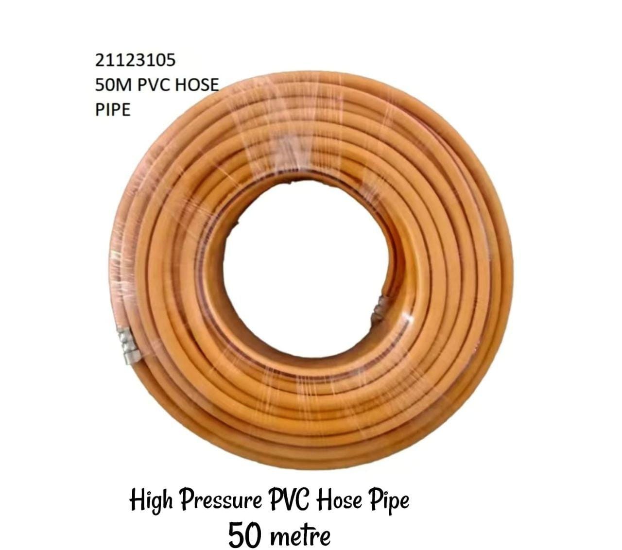 High-pressure PVC hose pipe 50 meters. Made of high-quality PVC, often reinforced for heavy-duty use.