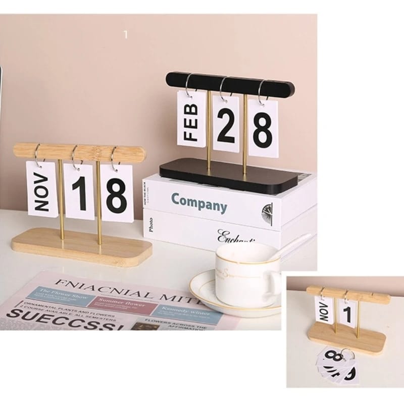 Minimalism Creative Living Room Office Decoration Wooden Calendar Ornament Modern Desk Accessories Simple Home Decor Crafts Gift.