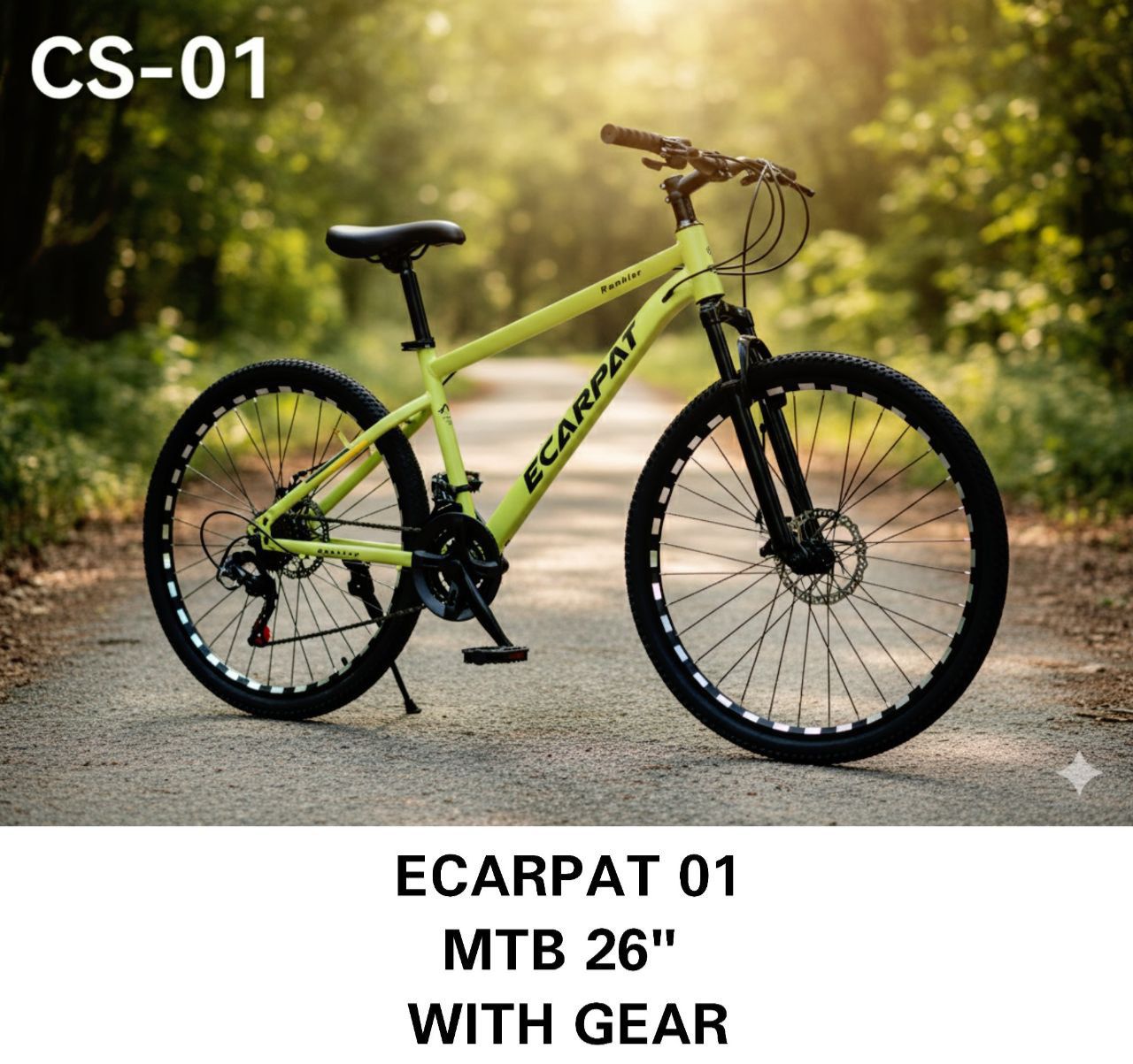 Ecarpat 01 MTB 26" mountain bike,has a durable high-carbon steel frame 21-speed gear system for versatile riding