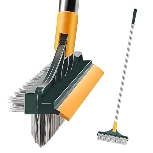2-in-1 Floor scrubbing V- Shaped Brush, broom Squeegee  ⚕Long Handle 
⚕180° Rotatable
⚕V-Shaped for Corners with Stiff Bristles and a scrapper