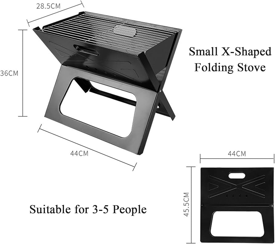 Heavy Portable X-Type Charcoal Barbecue Grill – Foldable Outdoor BBQ Stand for Camping, Home, Picnics & Garden Cooking – Durable Steel Build