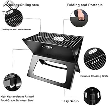Heavy Portable X-Type Charcoal Barbecue Grill – Foldable Outdoor BBQ Stand for Camping, Home, Picnics & Garden Cooking – Durable Steel Build