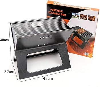 Heavy Portable X-Type Charcoal Barbecue Grill – Foldable Outdoor BBQ Stand for Camping, Home, Picnics & Garden Cooking – Durable Steel Build