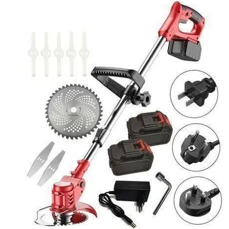 2 batteries Cordless Electric Lawn Mower Foldable Adjustable Trimmer Efficient Garden Pruning Cutting Power Tools For Makita 18V Battery