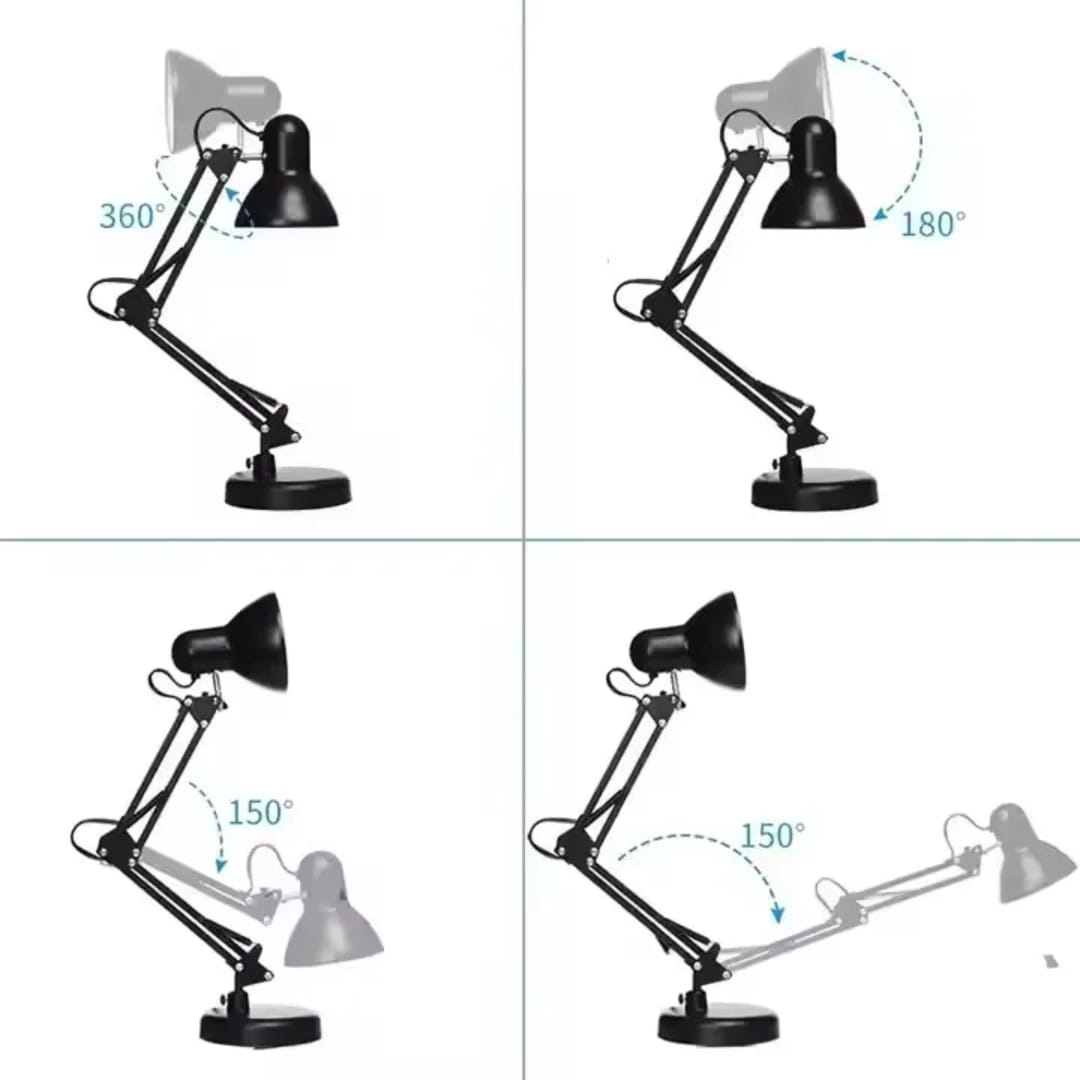 Modern LED Desk Lamp Black Finish for Home Office Decor.
360° Adjustable Desk Lamp Perfect for reading, salons, bedside, and study desks. Adjustable brightness with 3 light modes: Warm, Cool & Neutral