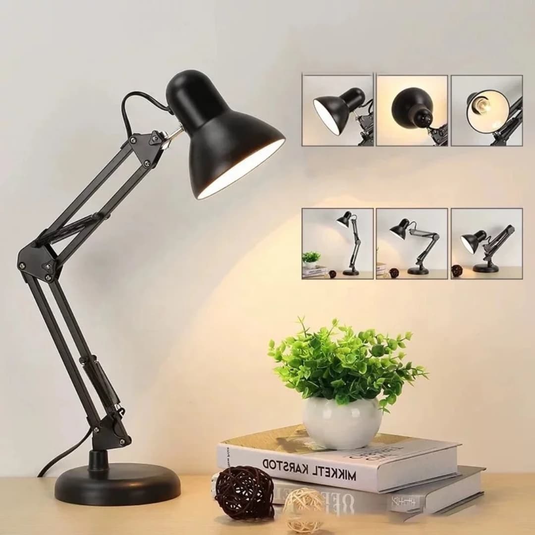 Modern LED Desk Lamp Black Finish for Home Office Decor.
360° Adjustable Desk Lamp Perfect for reading, salons, bedside, and study desks. Adjustable brightness with 3 light modes: Warm, Cool & Neutral