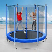 6FT Trampoline with Safety Net and Ladder, Outdoor Round Bouncing Jumper for Kids & Adults, Heavy Duty Frame, UV-Resistant Mat