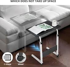 Portable Height Adjustable Home Computer Table Stand for Office/Home Study Laptop Desk | Bedside & Sofa Use with Lockable Wheels