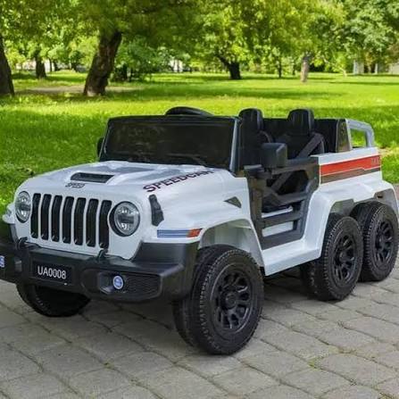 PM1105 6-Wheel Electric Ride-On Toy Car for Kids a powerful 6-wheel drive (6WD) vehicle for children with a parental remote control mode, multi-function music board, built-in horn, MP3 player, AUX inp