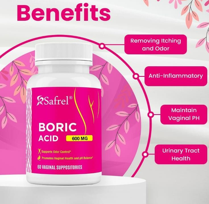 Safrel Boric Acid Vaginal Suppositories,Intimate Health - Boric Acid Vaginal Suppositories feminine care product designed to support intimate health