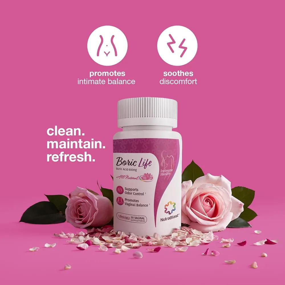 Safrel Boric Acid Vaginal Suppositories,Intimate Health - Boric Acid Vaginal Suppositories feminine care product designed to support intimate health