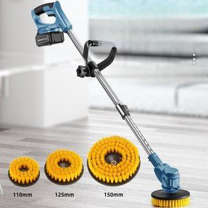 Extending arm High power heavy duty rechargeable 3in1 3pc brush electric spin scrubber/Multi-Functional Electric Brush Cleaner/Cordless Spin Scrubber.