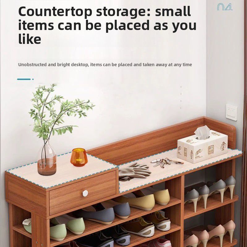 7-Layer Wooden Shoe Cabinet, Vertical Shoe Storage Rack with Drawers, Suitable for Entrance Corridor Living Room Bedroom Wardrobe Storage