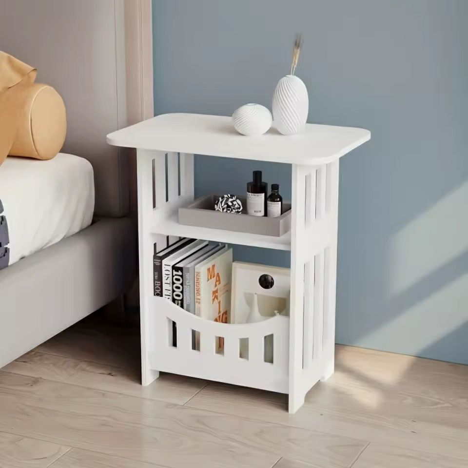 Modern Nordic Style Wooden Storage Table - Multipurpose Bedside & Living Room Organizer, Non-Waterproof Wood Material