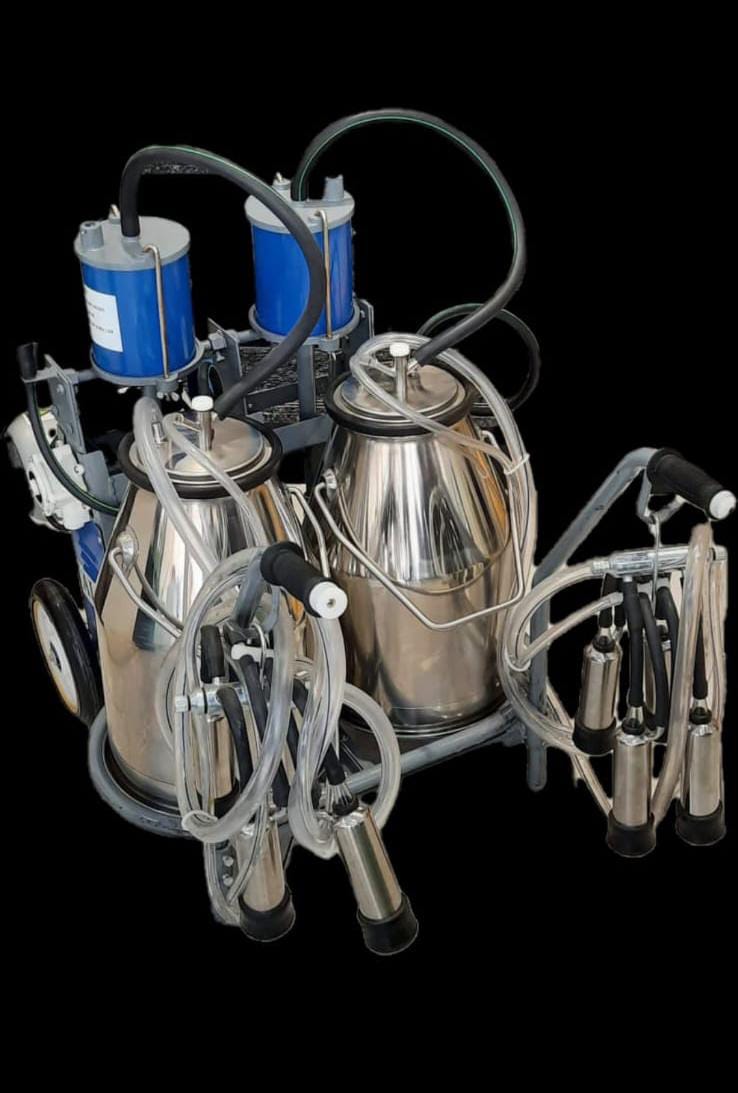 Milking Machine Dual Canister with Vacuum Pump System/double bucket cow milking machine