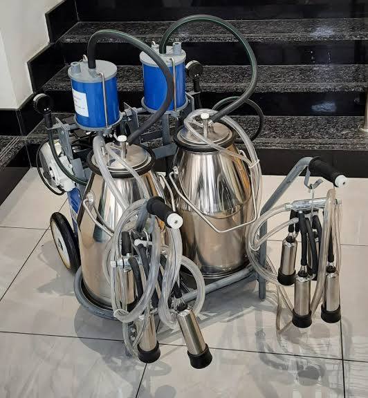 Milking Machine Dual Canister with Vacuum Pump System/double bucket cow milking machine