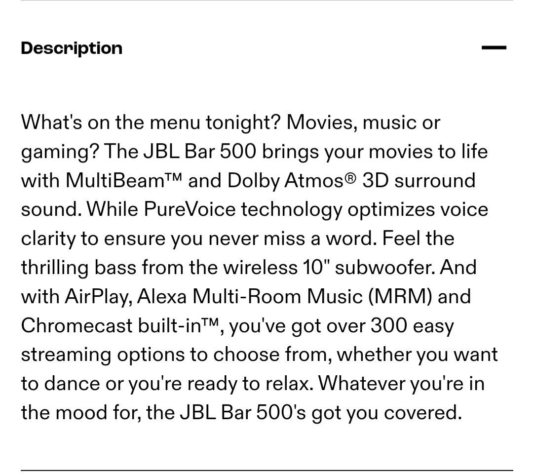 JBL Bar 500 5.1-Channel With MultiBeam And Dolby Atmos Soundbar Bluetooth / Wireless Powerful Speaker