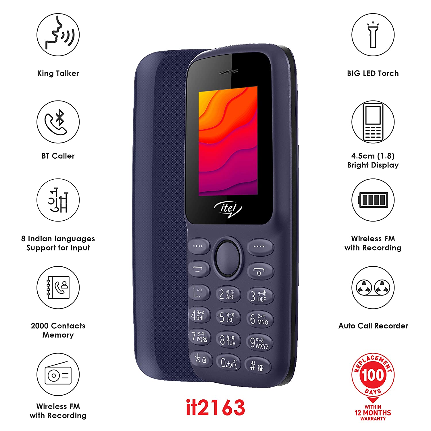 SPECIAL OFFER itel 2163 1.8" Dual SIM Feature Phones kabambe Katululu Camera Torch 1000 MAh Battery wireless FM