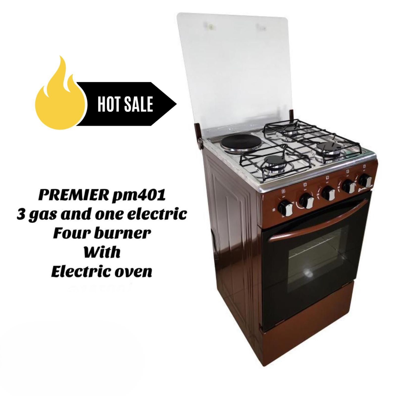 Premier 3 Gas and 1 Eletric Burner Cooker With Electric Oven Auto Ignition electronics and appliances home improvement standing gas cookers brown