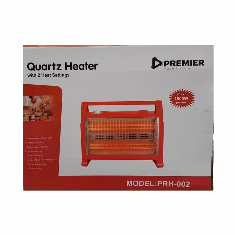[Offer!] Premier PRH-002 Halogen Room Heater 2 heating settings Portable Quartz Heater 1600W Powerful & Compact automatically shuts off Easy Controls