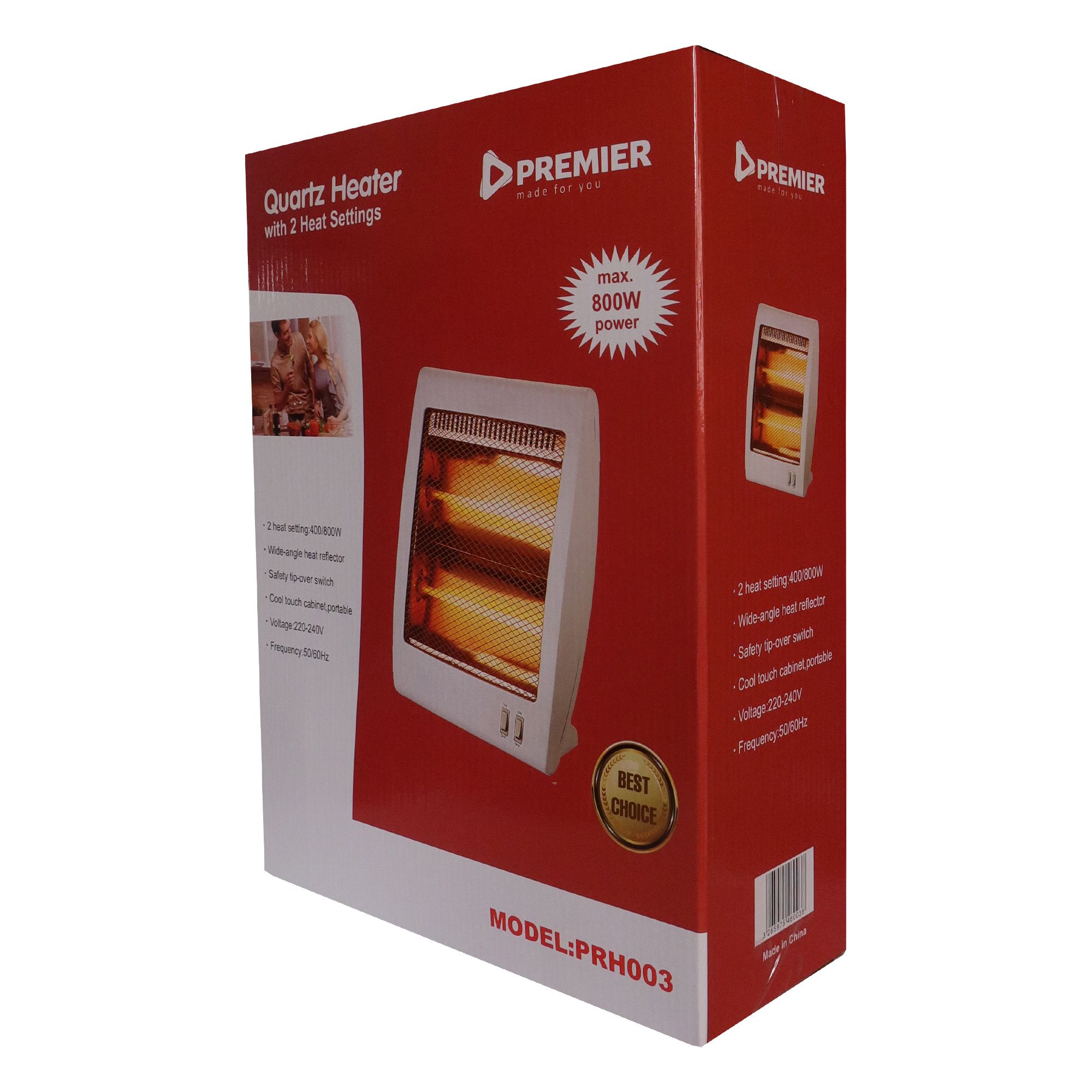 (SPECIAL OFFER!) Premier Room Heater Portable PRH-003 Room Heating 800W Warmer Portable Halogen Heater Variable Heat Settings Wide Angle Heat relector