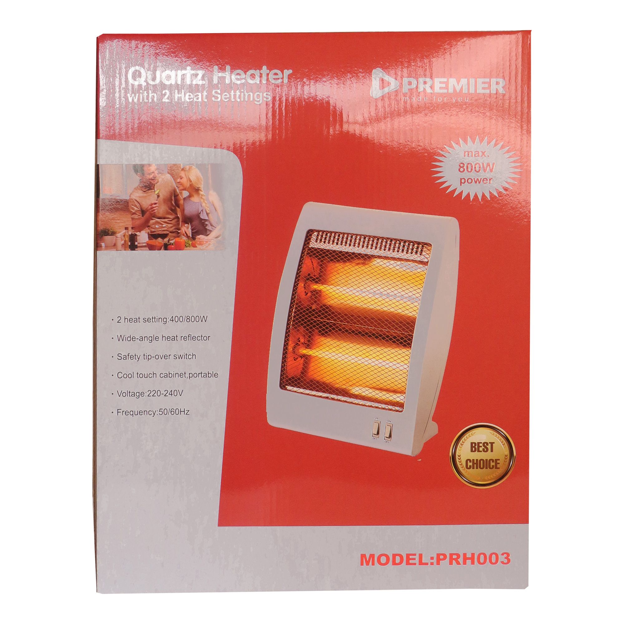 (SPECIAL OFFER!) Premier Room Heater Portable PRH-003 Room Heating 800W Warmer Portable Halogen Heater Variable Heat Settings Wide Angle Heat relector
