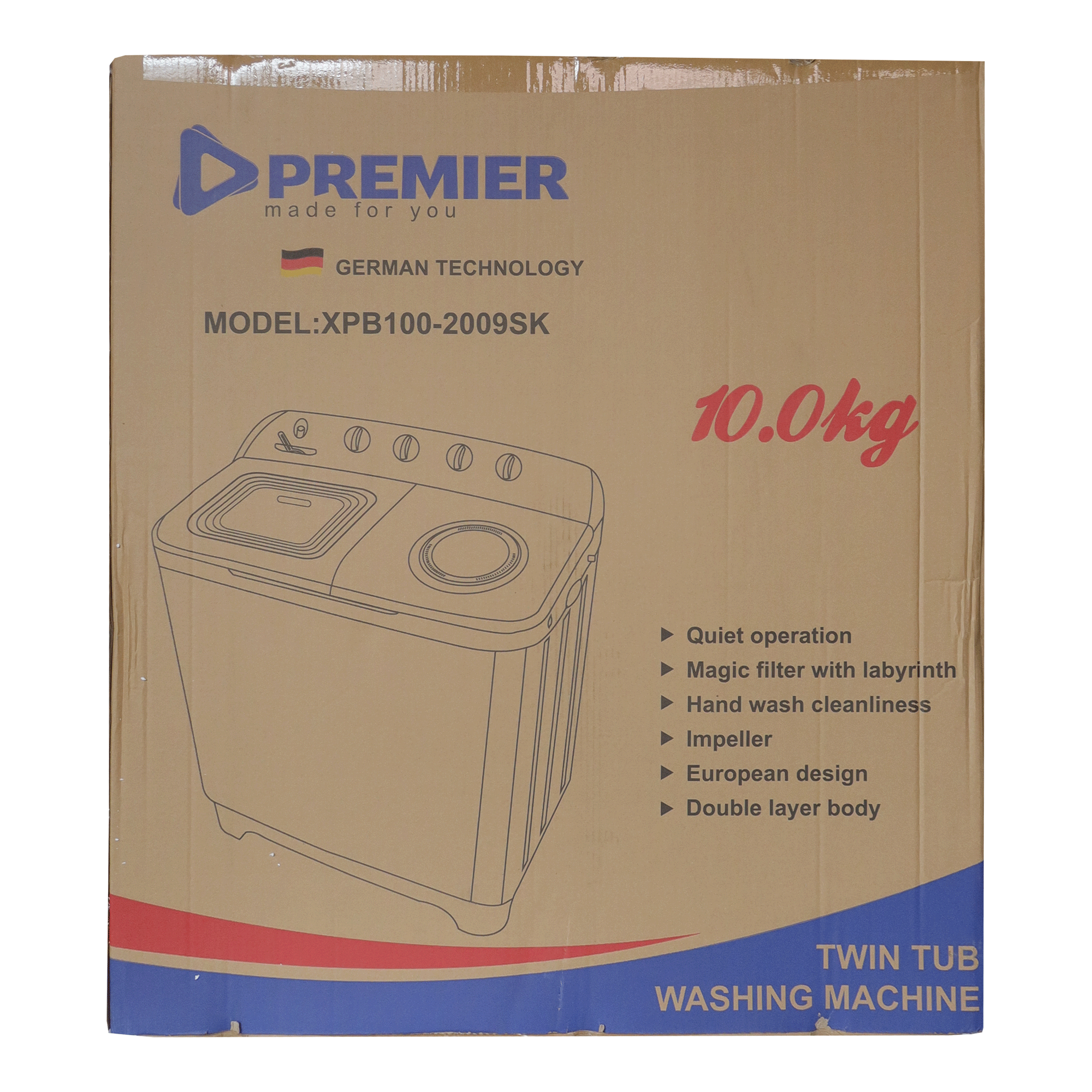 PREMIER TWIN TUB WASHING MACHINE  XPB-100-2009SK 10KG WASHER/6KG DRYER Top Loading Washing Machine Semi Automatic ,All In One Combination Washers and dryers