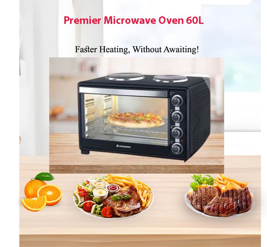 Premier 60L Electric Microwave Oven Black Hosing And Panel  Black 2200 Watts With 1 Year Warranty Electronics And Appliances Small Appliances Kitchen Appliances ovens
