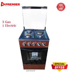 Premier 50*55 Free Standing 3 Gas Cooker +1 Hotplate Electric Cooker With Electric Oven Auto Ignition electronics and appliances home improvement standing gas cookers brown