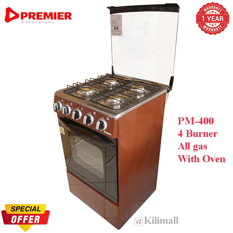 Premier Four Burner Cooker PM-400 All Gas With Oven Auto Ignition Electronics And Appliances Home Improvement Standing Gas Cookers brown