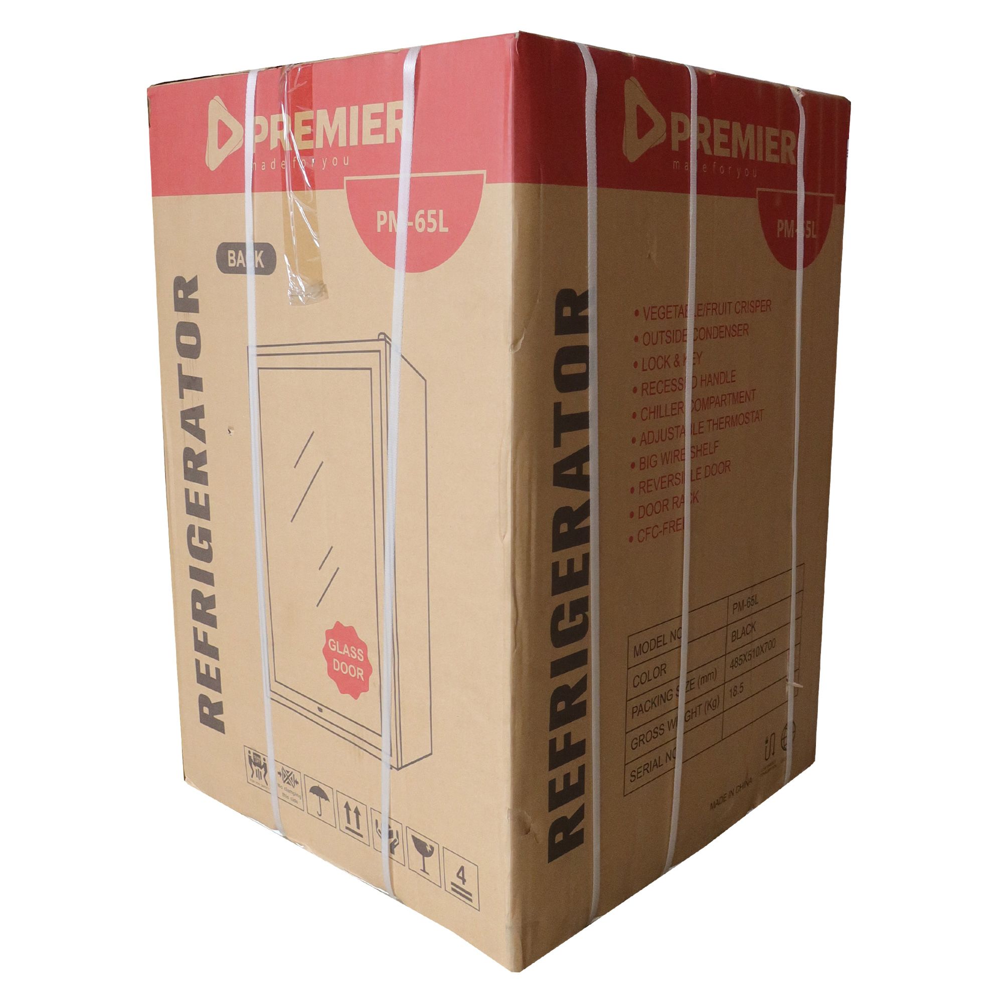 Premier 65 LITRES GLASS DOOR REFRIGERATOR WITH LITRES 10L FREEZER HOME FRIDGE