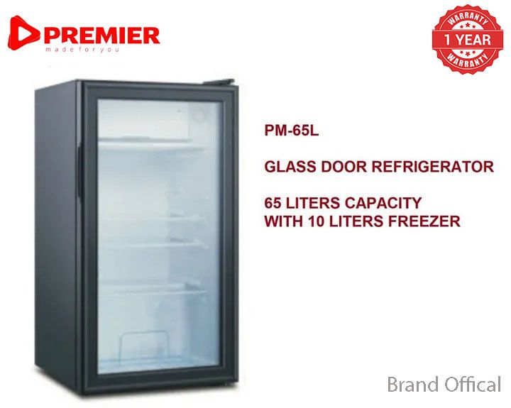 Premier 65 LITRES GLASS DOOR REFRIGERATOR WITH LITRES 10L FREEZER HOME FRIDGE
